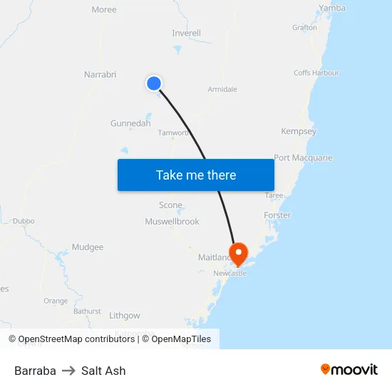 Barraba to Salt Ash map