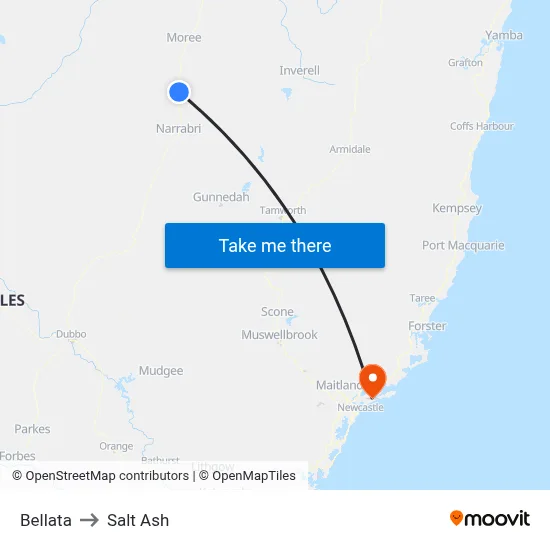 Bellata to Salt Ash map
