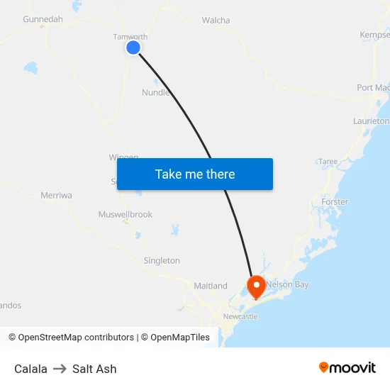 Calala to Salt Ash map