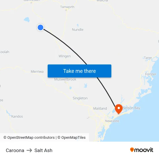 Caroona to Salt Ash map