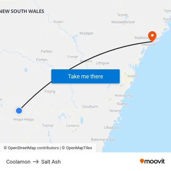 Coolamon to Salt Ash map
