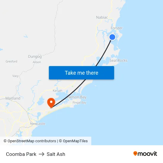 Coomba Park to Salt Ash map