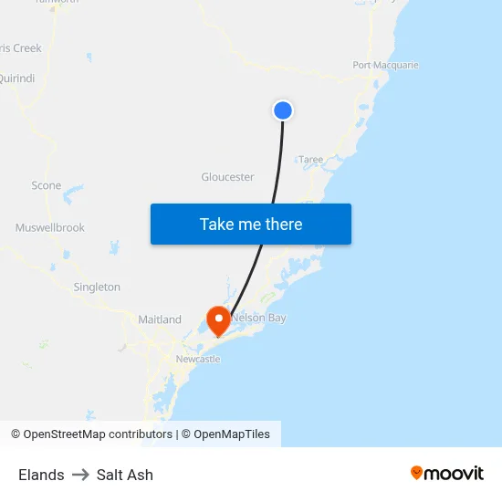Elands to Salt Ash map