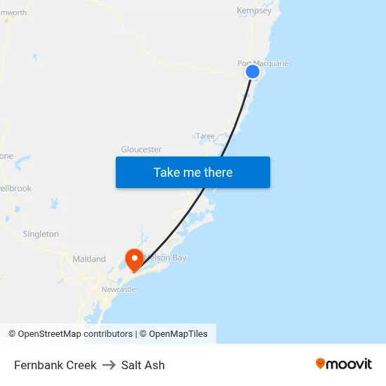 Fernbank Creek to Salt Ash map