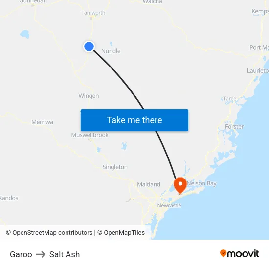 Garoo to Salt Ash map