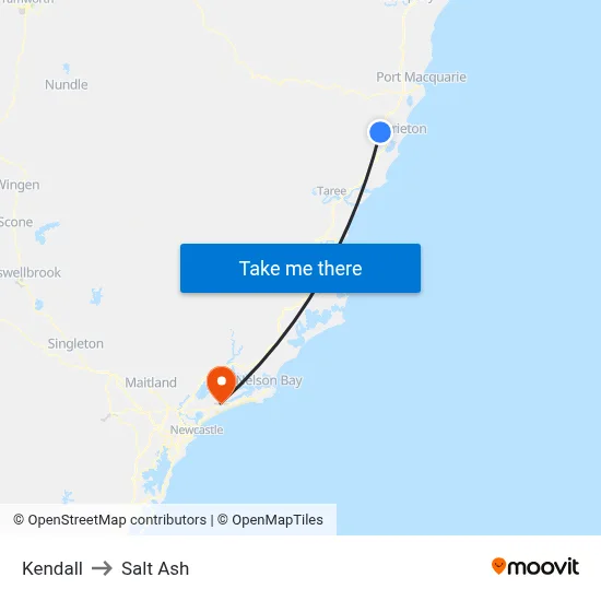 Kendall to Salt Ash map