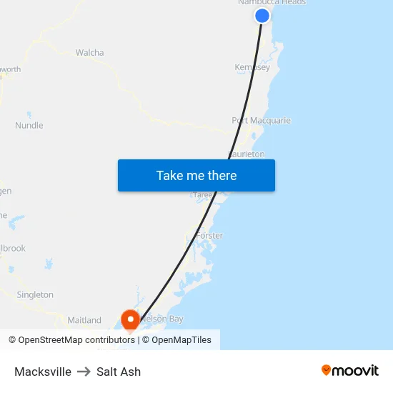 Macksville to Salt Ash map