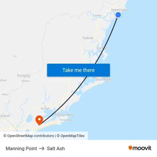 Manning Point to Salt Ash map