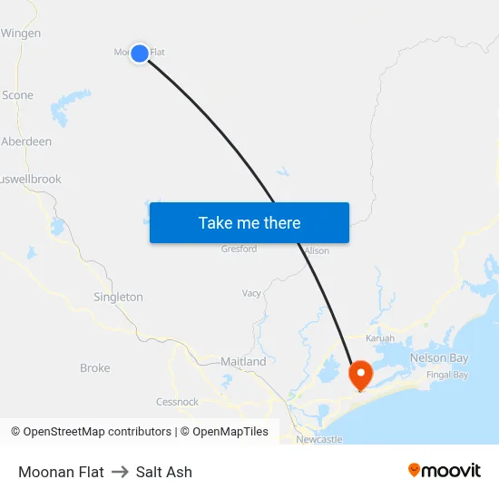 Moonan Flat to Salt Ash map