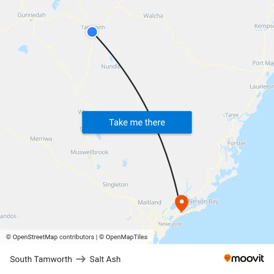 South Tamworth to Salt Ash map