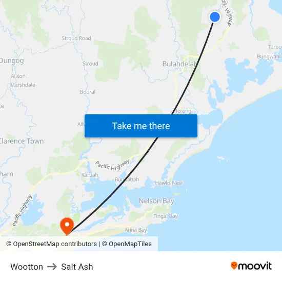 Wootton to Salt Ash map