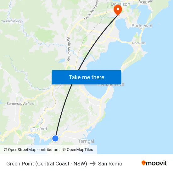 Green Point (Central Coast - NSW) to San Remo map