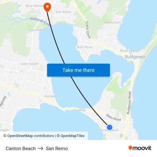 Canton Beach to San Remo map