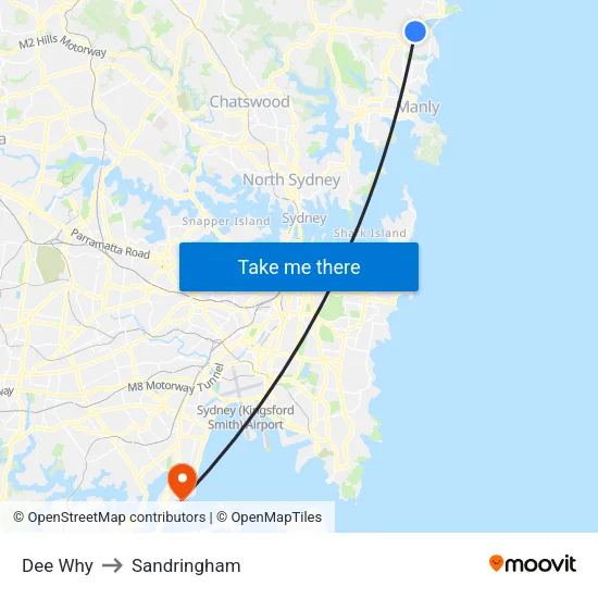 Dee Why to Sandringham map