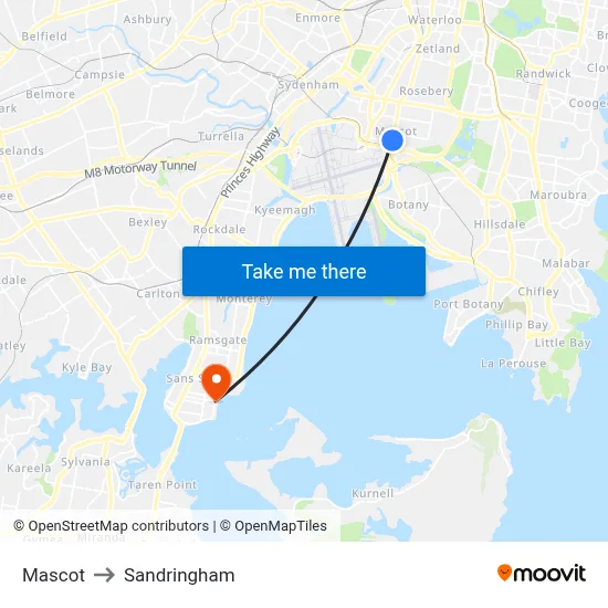 Mascot to Sandringham map