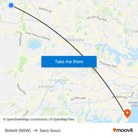 Bidwill (NSW) to Sans Souci map