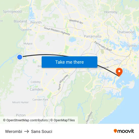 Werombi to Sans Souci map