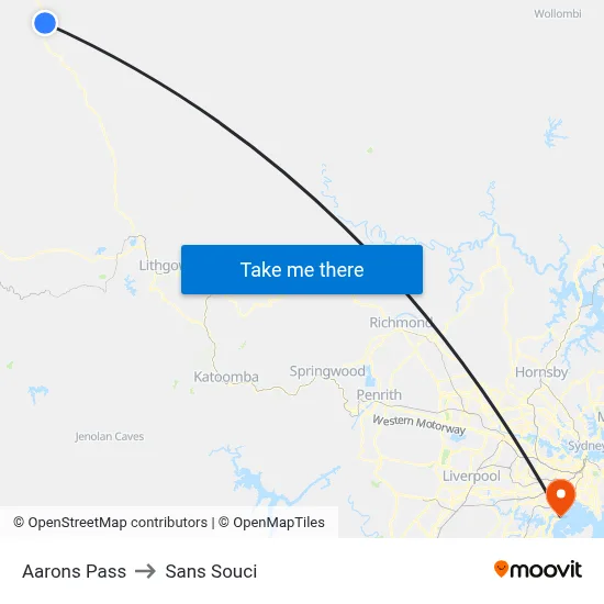 Aarons Pass to Sans Souci map