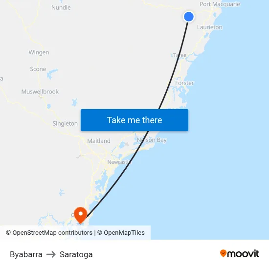 Byabarra to Saratoga map