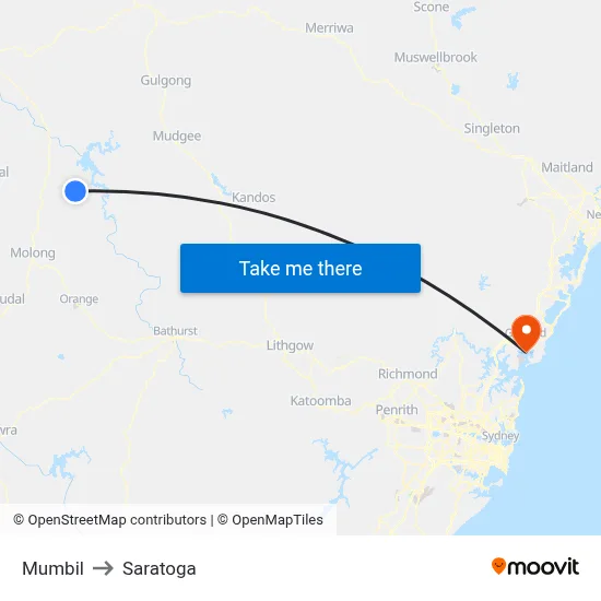 Mumbil to Saratoga map