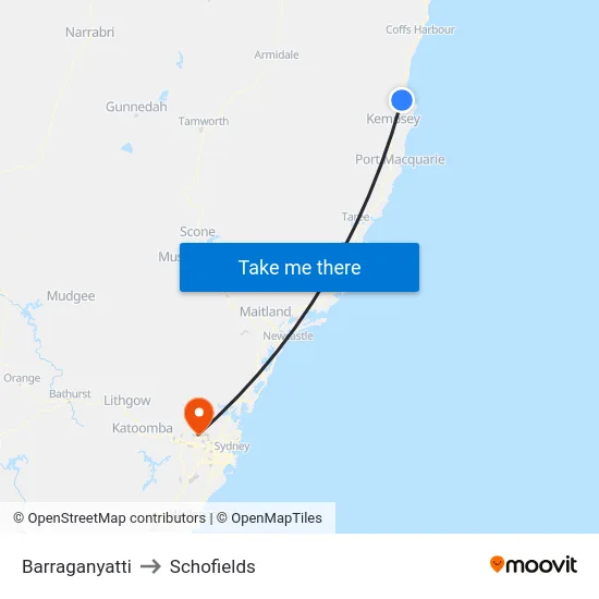 Barraganyatti to Schofields map