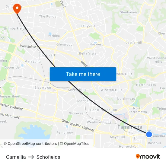 Camellia to Schofields map