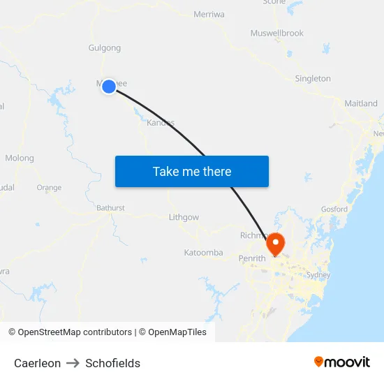Caerleon to Schofields map