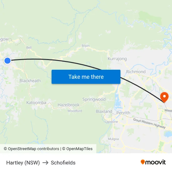 Hartley (NSW) to Schofields map