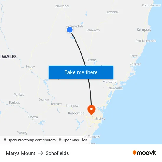 Marys Mount to Schofields map