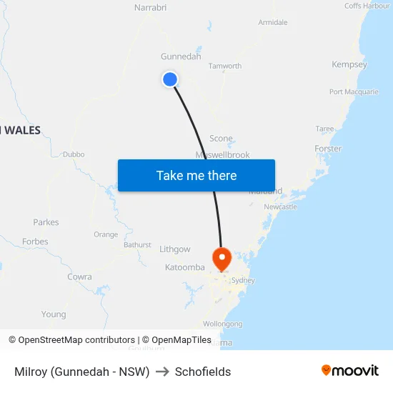 Milroy (Gunnedah - NSW) to Schofields map
