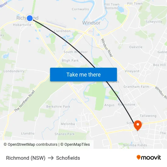 Richmond (NSW) to Schofields map