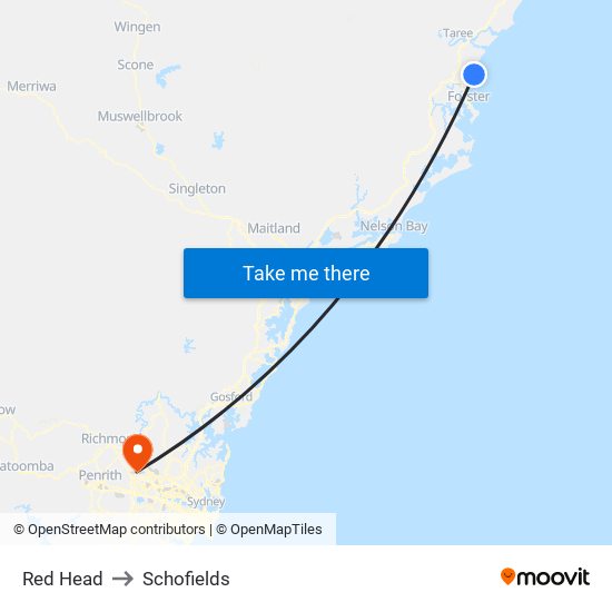 Red Head to Schofields map