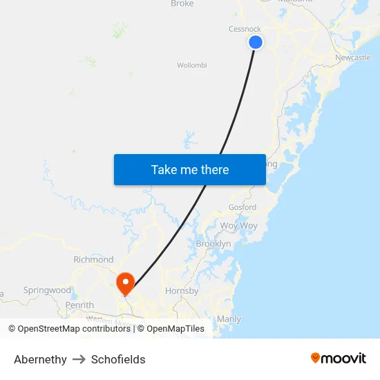 Abernethy to Schofields map