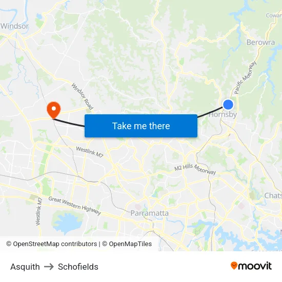 Asquith to Schofields map
