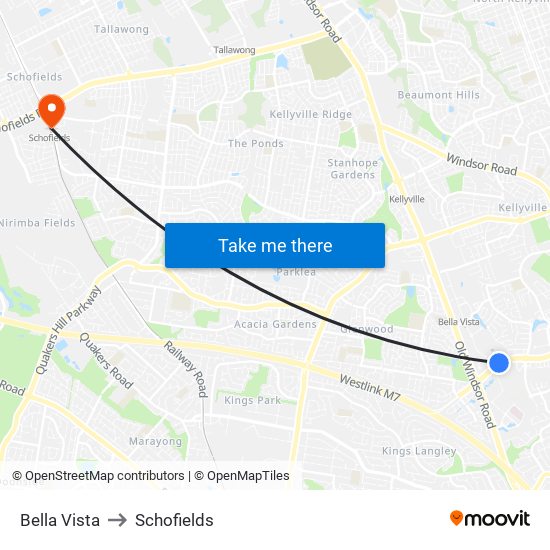 Bella Vista to Schofields map