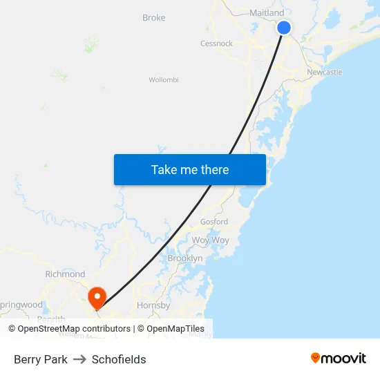 Berry Park to Schofields map