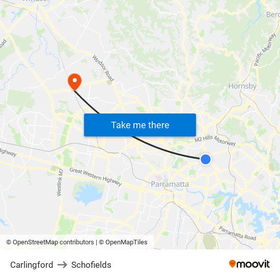 Carlingford to Schofields map