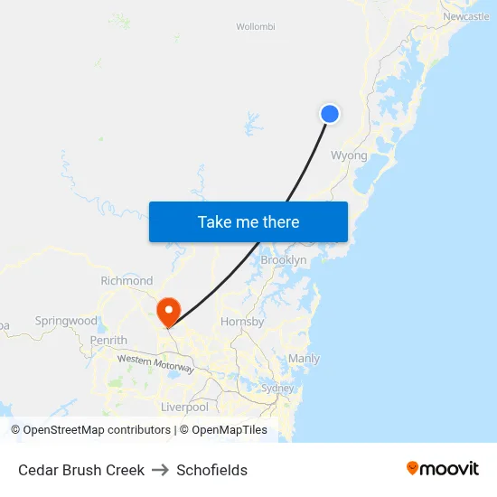 Cedar Brush Creek to Schofields map