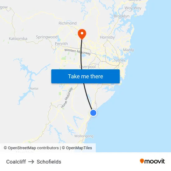Coalcliff to Schofields map