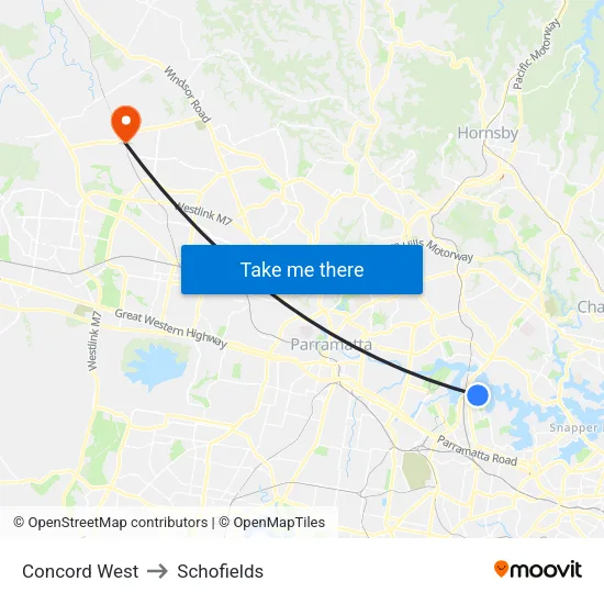 Concord West to Schofields map
