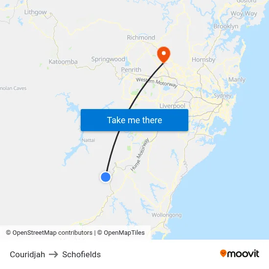 Couridjah to Schofields map