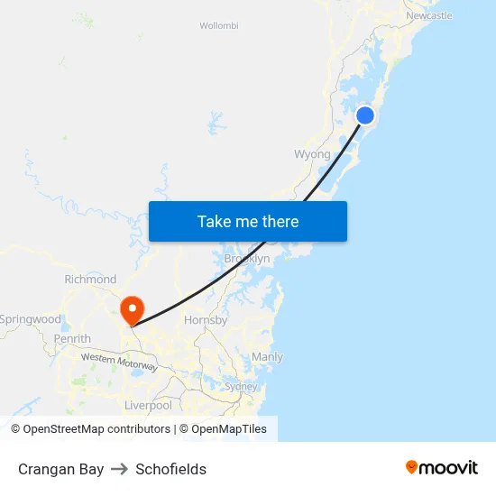 Crangan Bay to Schofields map