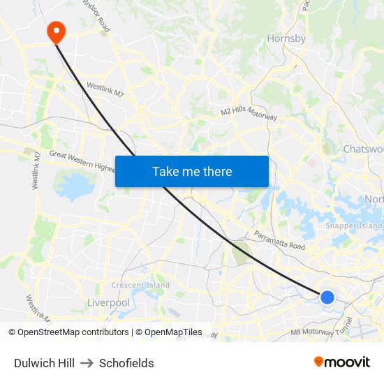 Dulwich Hill to Schofields map