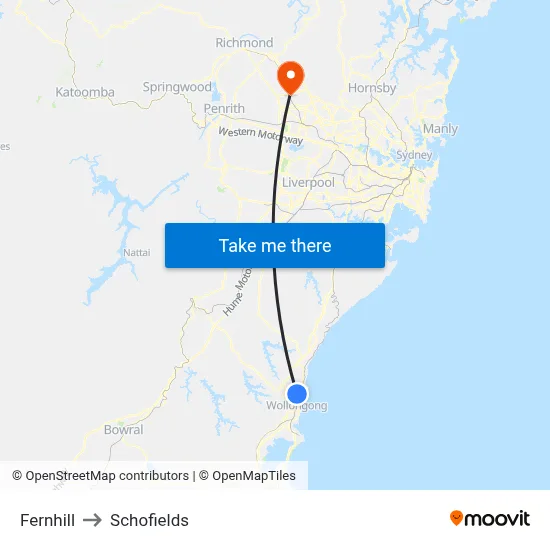 Fernhill to Schofields map