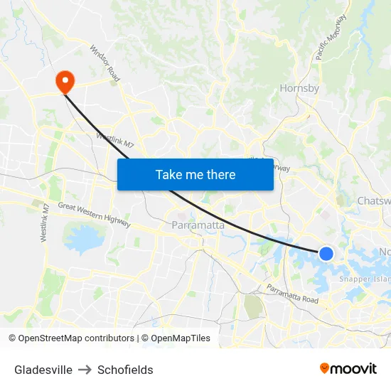 Gladesville to Schofields map