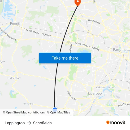 Leppington to Schofields map