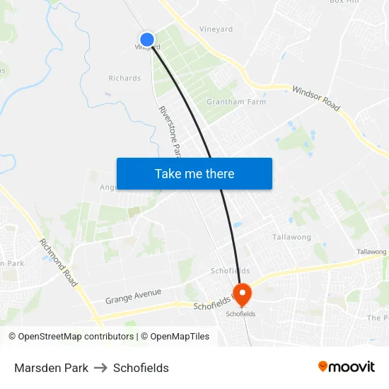 Marsden Park to Schofields map