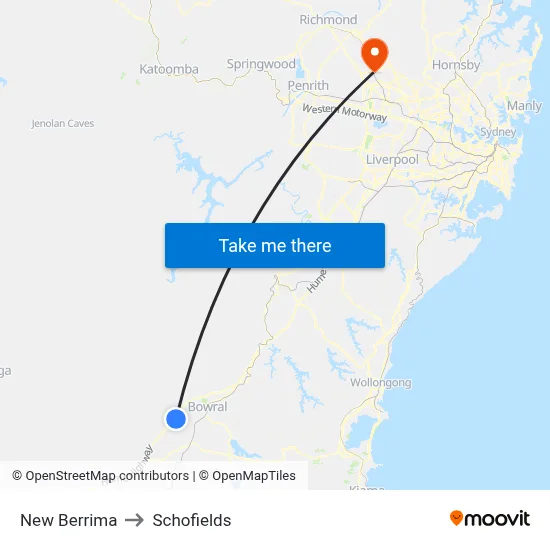 New Berrima to Schofields map