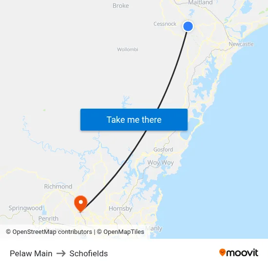 Pelaw Main to Schofields map