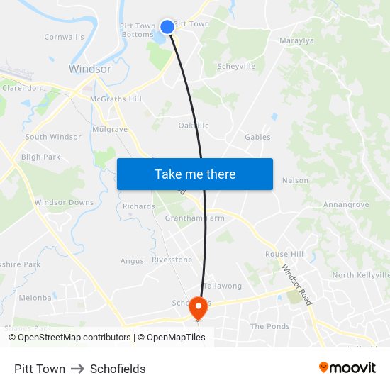 Pitt Town to Schofields map